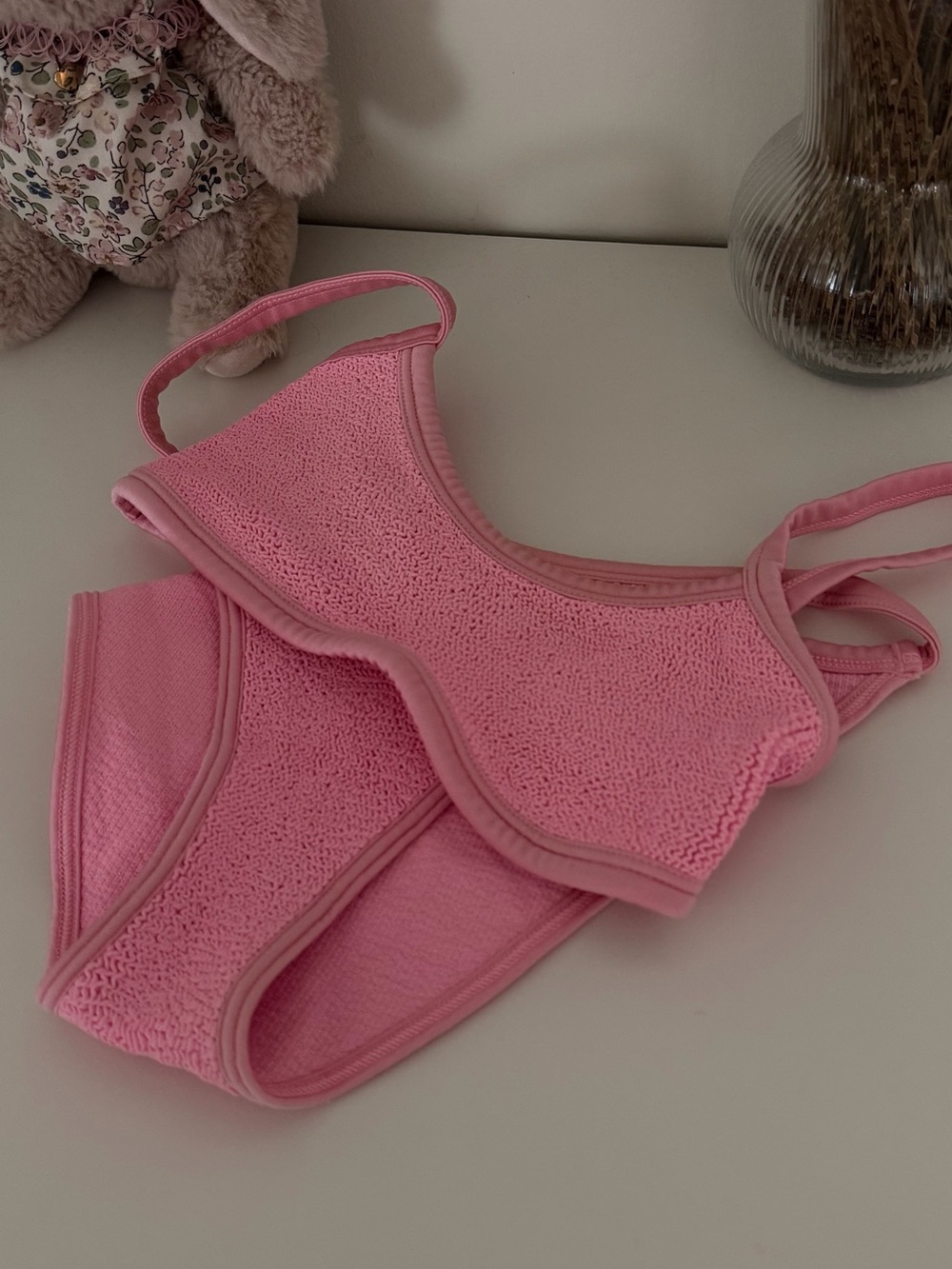 Hunza G Pink Textured Bikini Set